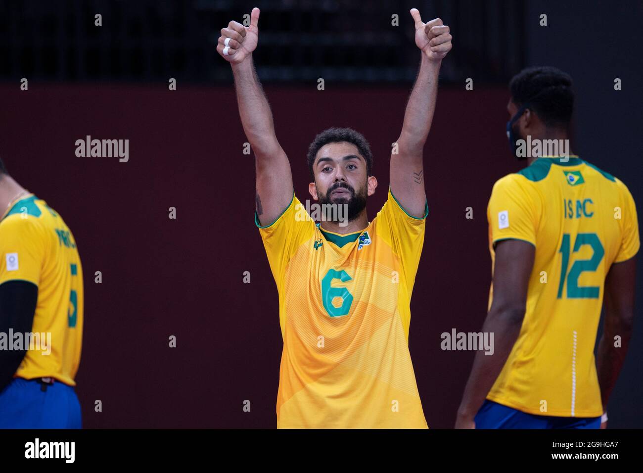 Tokyo, Japan. 24th July, 2021. T'QUIO, TO - 24.07.2021: TOKYO 2020 OLYMPIAD  TOKYO - Wallace do Brasil during the Brazil-Tunisia volleyball game at the  Tokyo 2020 Olympic Games held in 2021, the