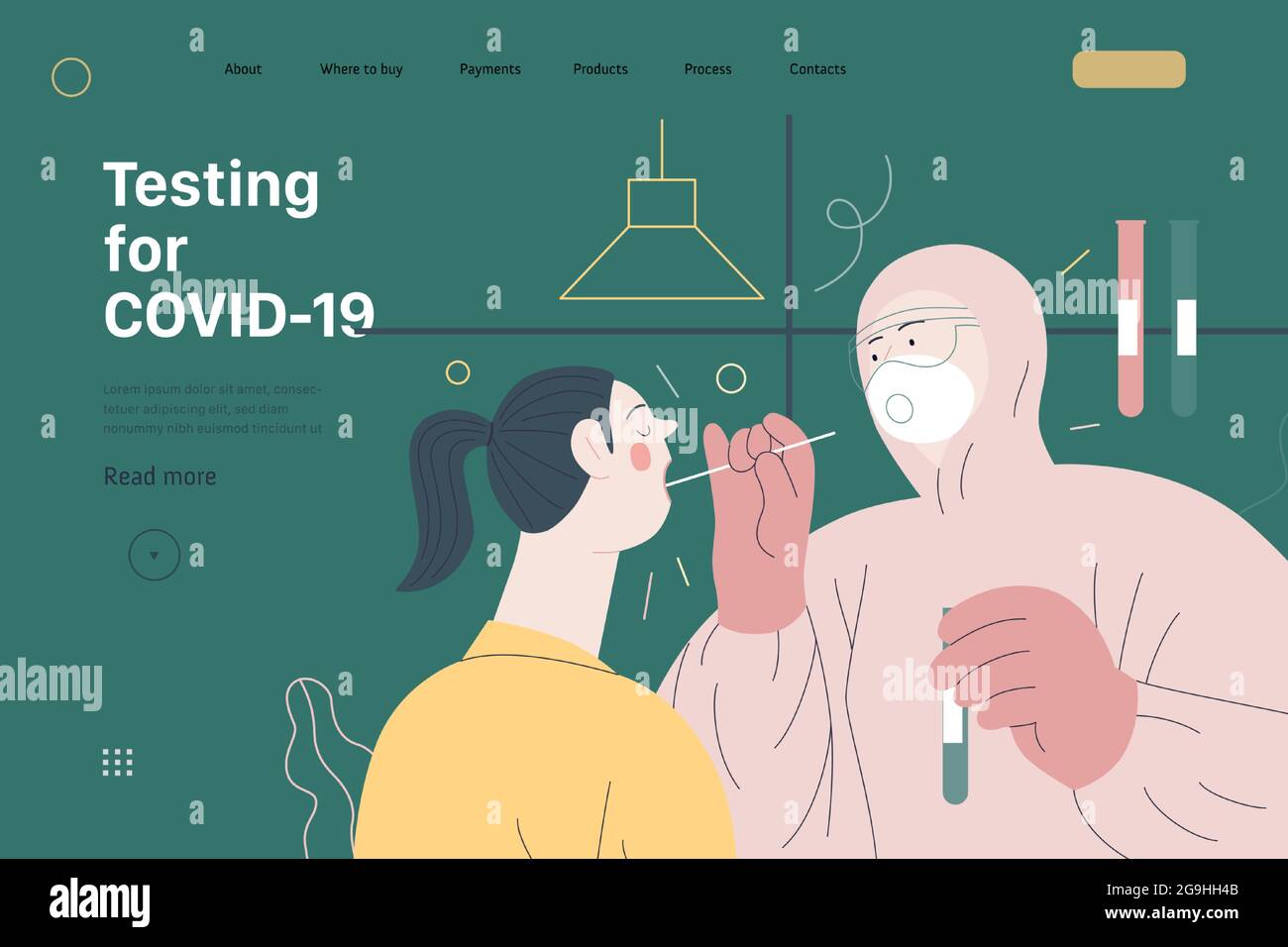 Medical tests web template testing for COVID19 modern flat vector