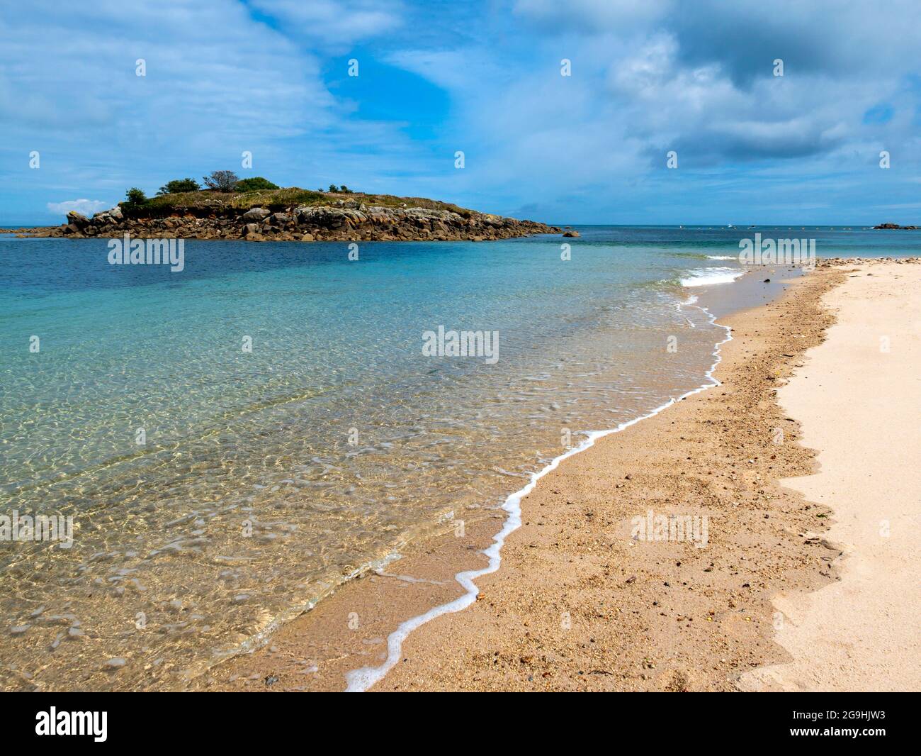 Pelistry Bay & Toll's Island, St Mary's, Isles of Scilly, Cornwall, England, UK. Stock Photo