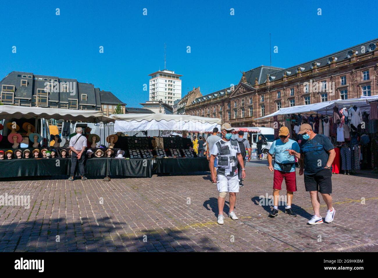 Strasbourg, France, Small Group People, Men, Walking, Talking, Street Scenes, Old City, Historic French Neighborhood, france market people Stock Photo