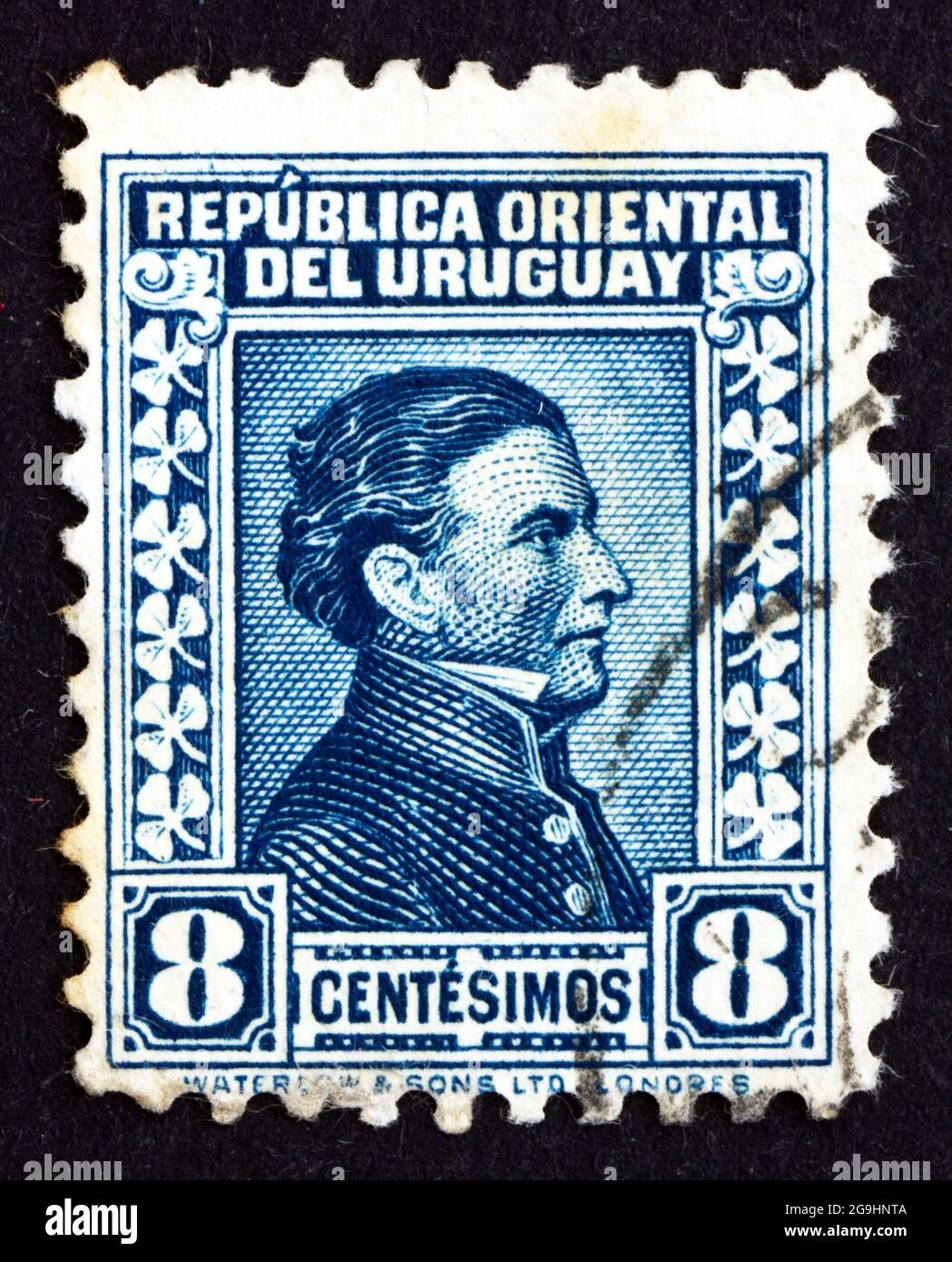 URUGUAY - CIRCA 1928: a stamp printed in the Uruguay shows Jose Gervasio Artigas Arnal National Hero of Uruguay, General and Patriot, circa 1928 Stock Photo