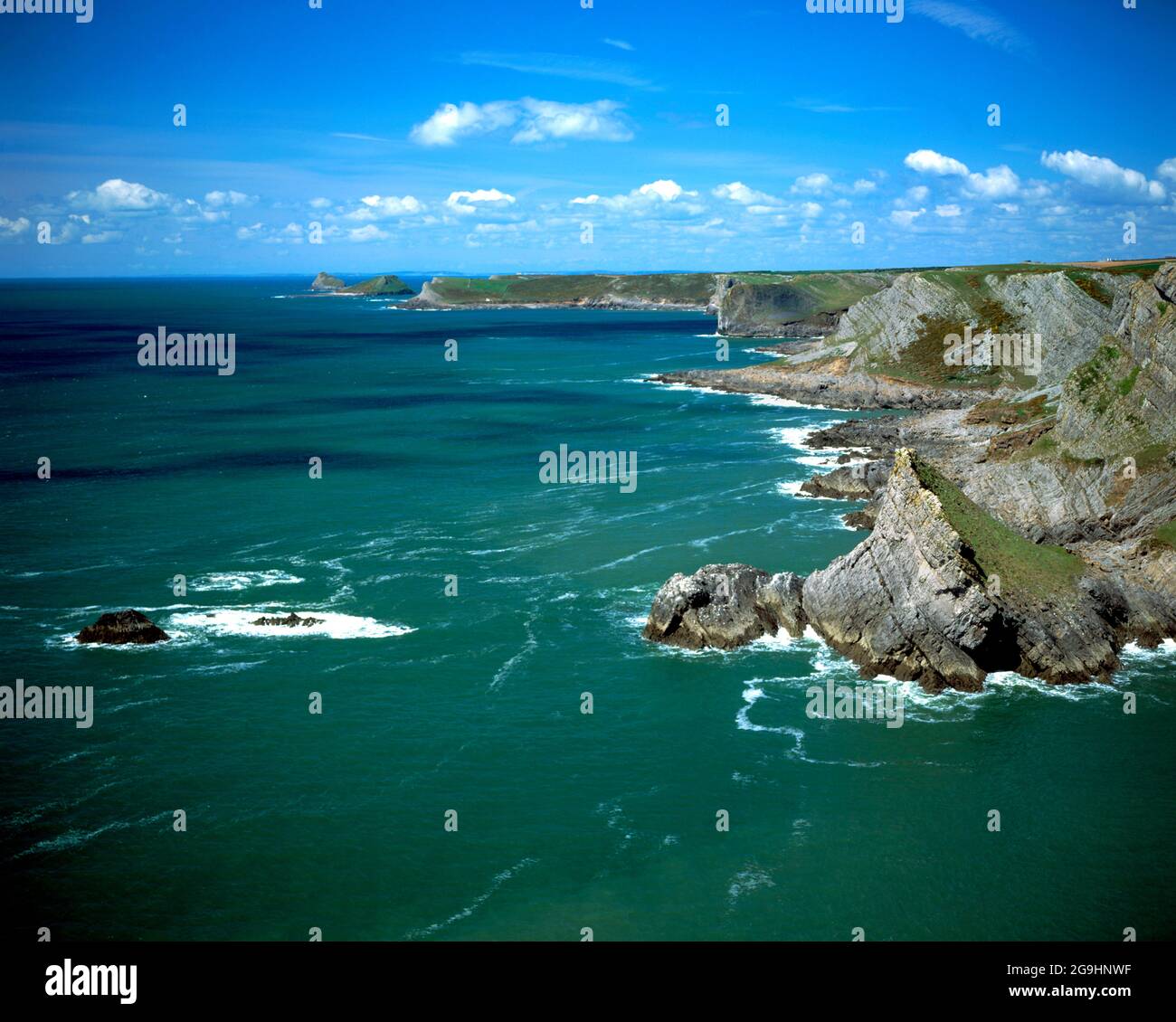 The Knave and southern coastline of the Gower Peninsula near Rhossili, Gower, South Wales. Stock Photo