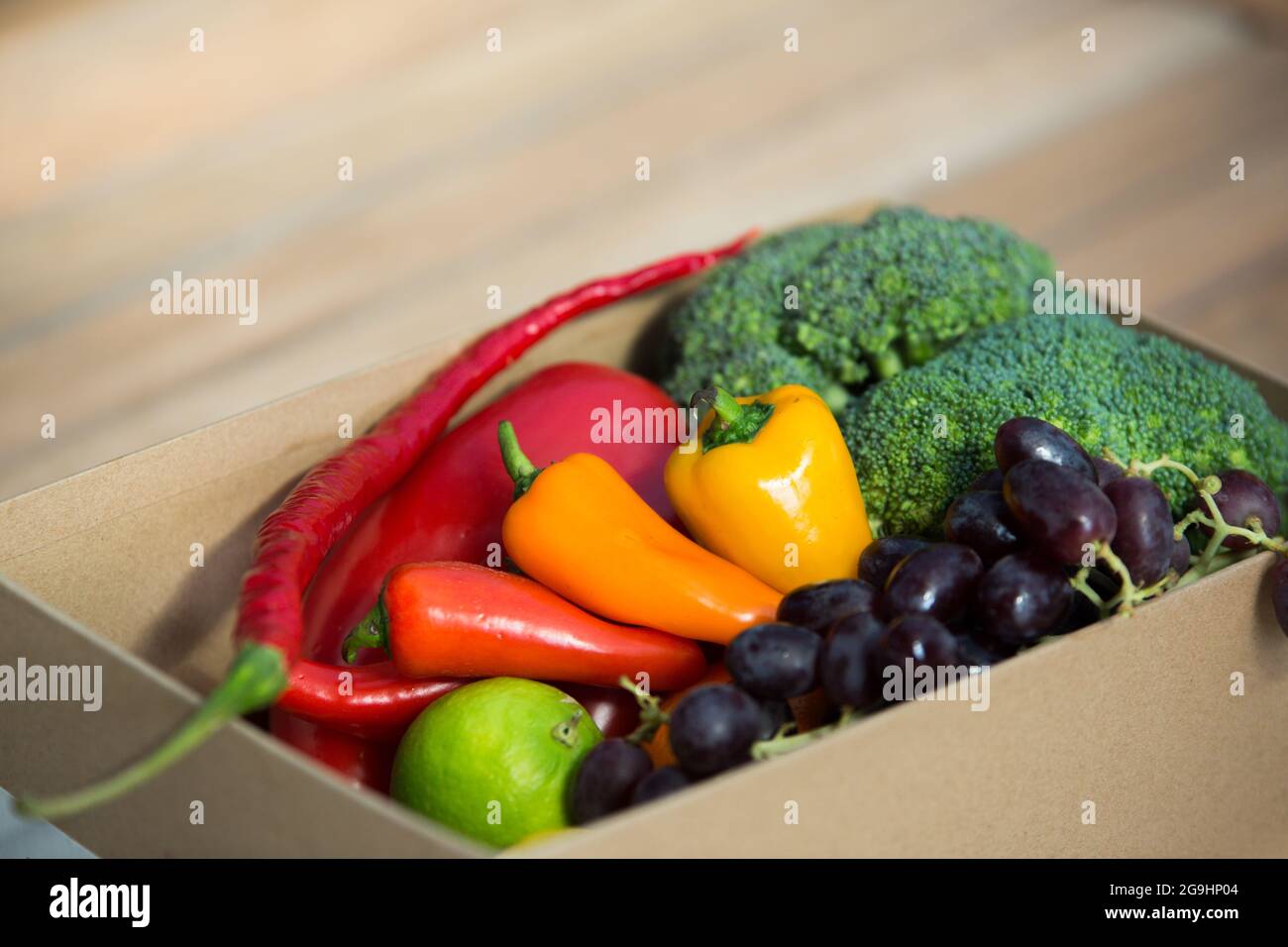Closeup of fruits and vegetables in a box Stock Photo Alamy