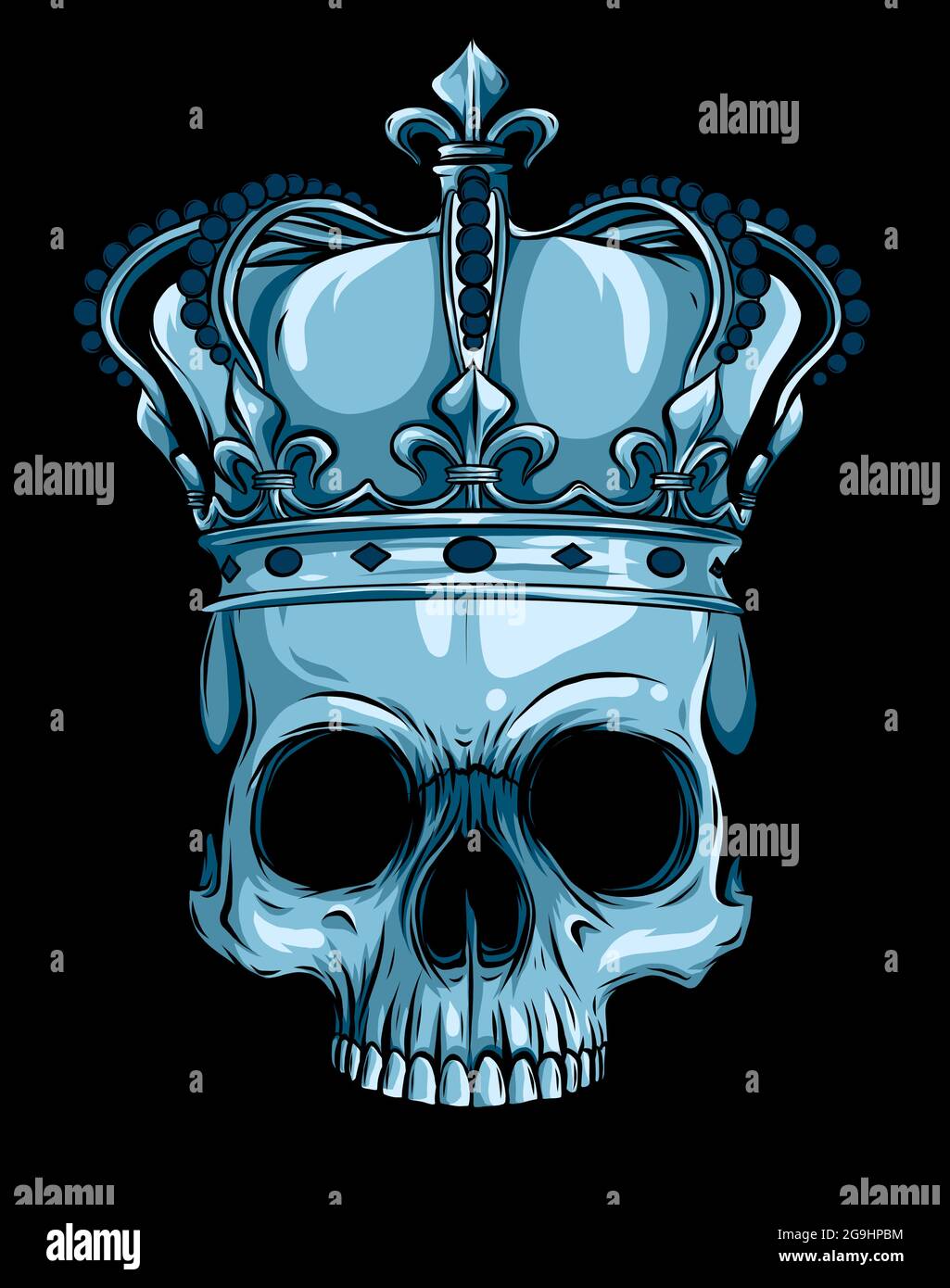 king skull wearing crown. Vector illustration design Stock Vector