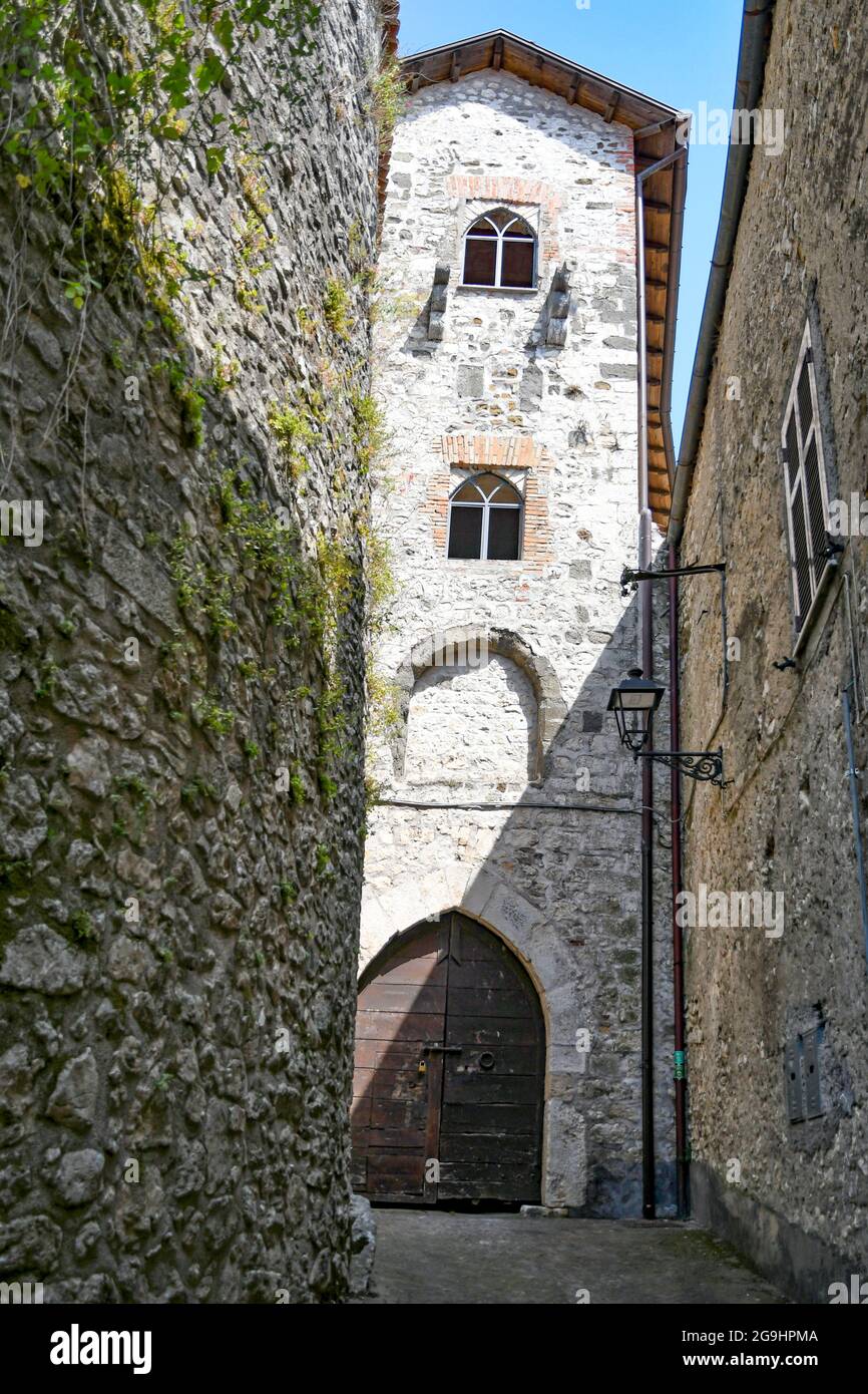 cECCANO, Italy, July 24, 2021. A narrow street in the historic center of a medieval town in the Lazio region. Stock Photo
