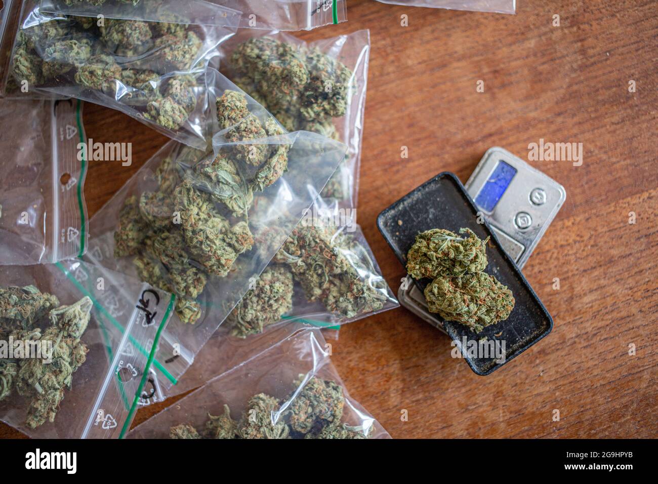 Close Up Shot Of Cannabis Or Marihuana On A Gram Scale Stock Photo, Picture  and Royalty Free Image. Image 176635269.