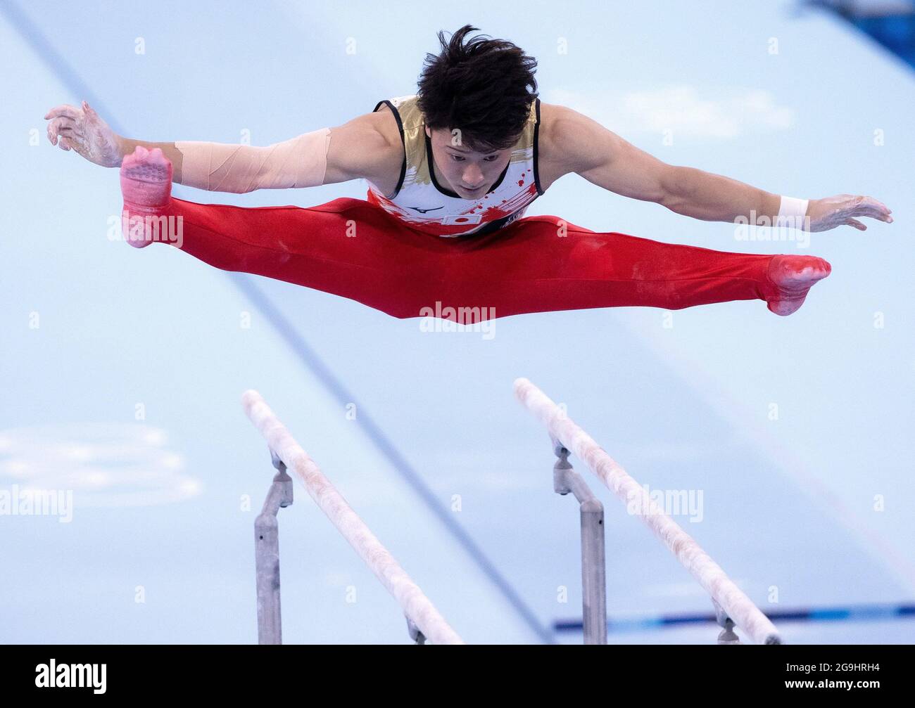 Tokyo, Japan. 26th July, 2021. Takeru Kitazono competes on the parallel bars in Men's All Around Team Final during the Tokyo 2020 Olympics at the Ariake Gymnastics Centre on Monday, July 26, 2021 in Tokyo. (Credit Image: © Paul Kitagaki Jr./ZUMA Press Wire) Stock Photo