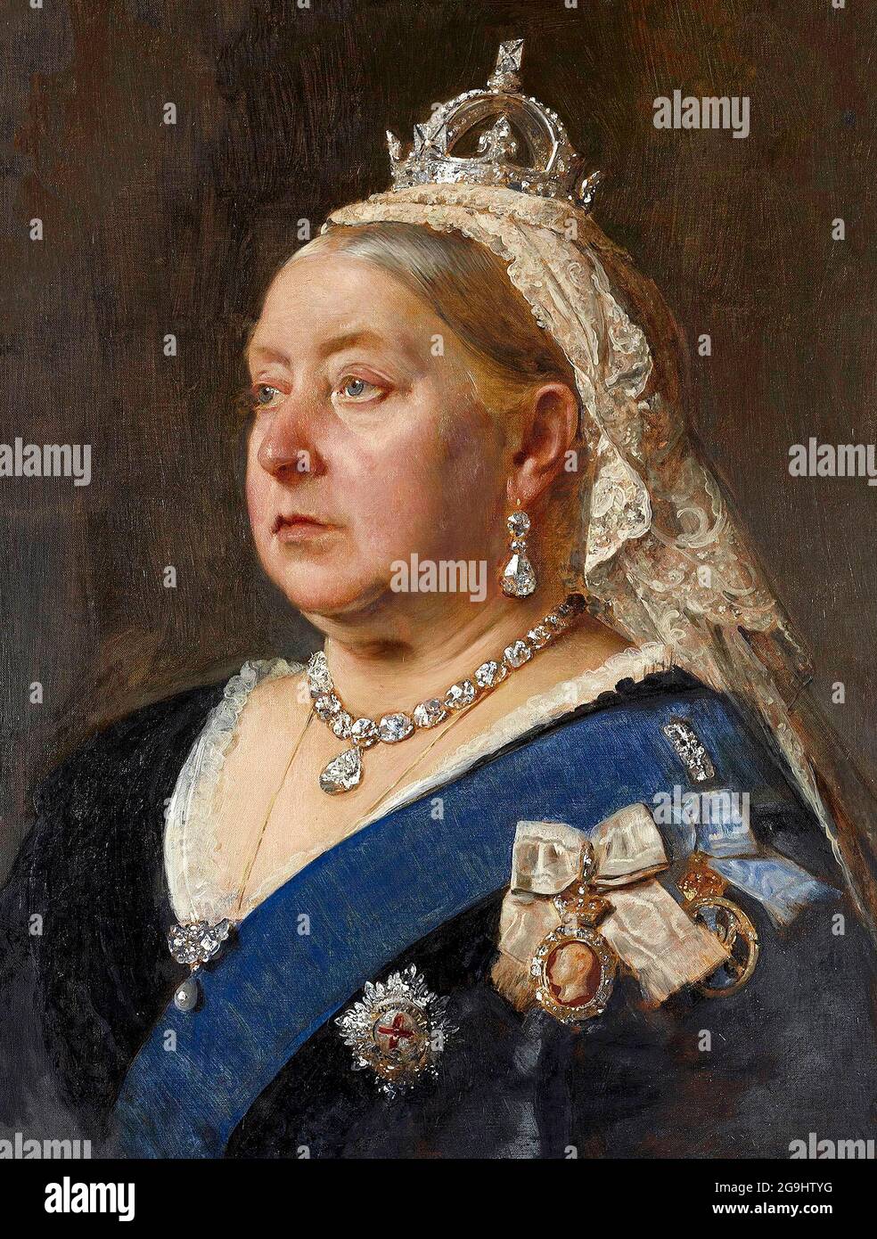 Queen Victoria. Portrait by Heinrich von Angeli,  oil on canvas, 1890 Stock Photo