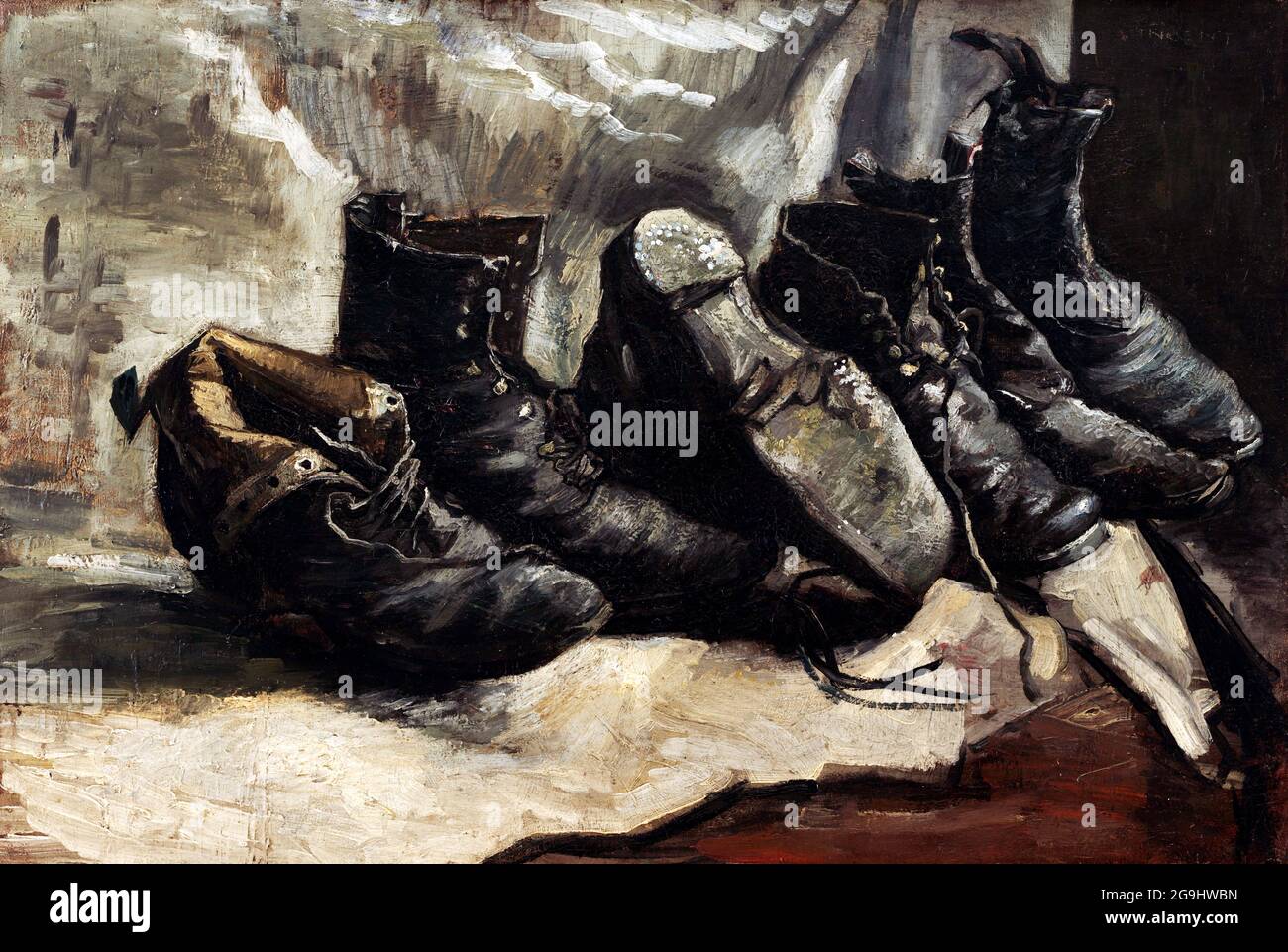 Three Pairs of Shoes by Vincent van Gogh (1853-1890), oil on canvas, 1886/7 Stock Photo
