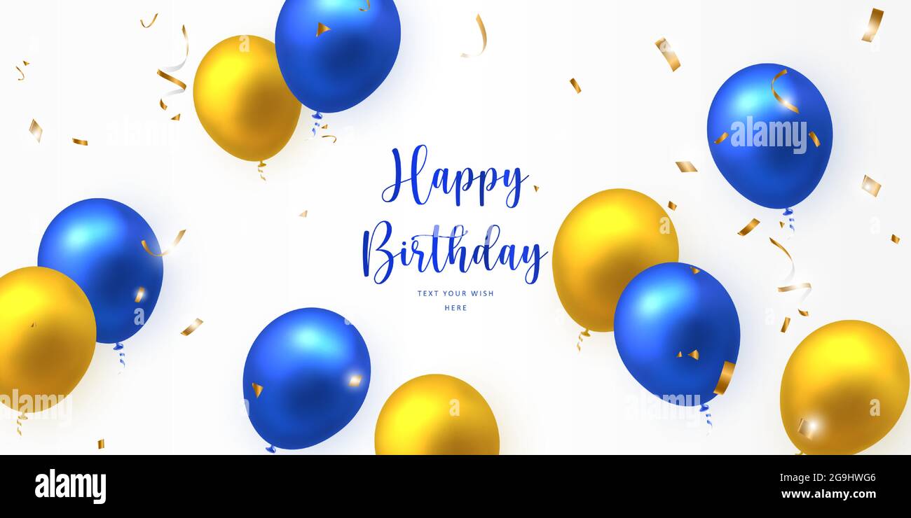 Elegant Blue Ballon Happy Birthday Celebration Card Banner Template Background Stock Vector Image Art Alamy