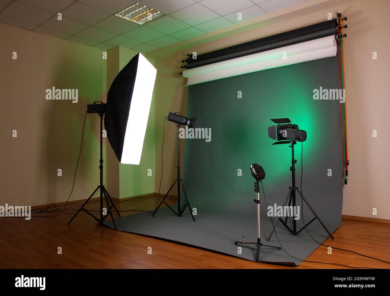 photo studio with lighting equipment Stock Photo Alamy