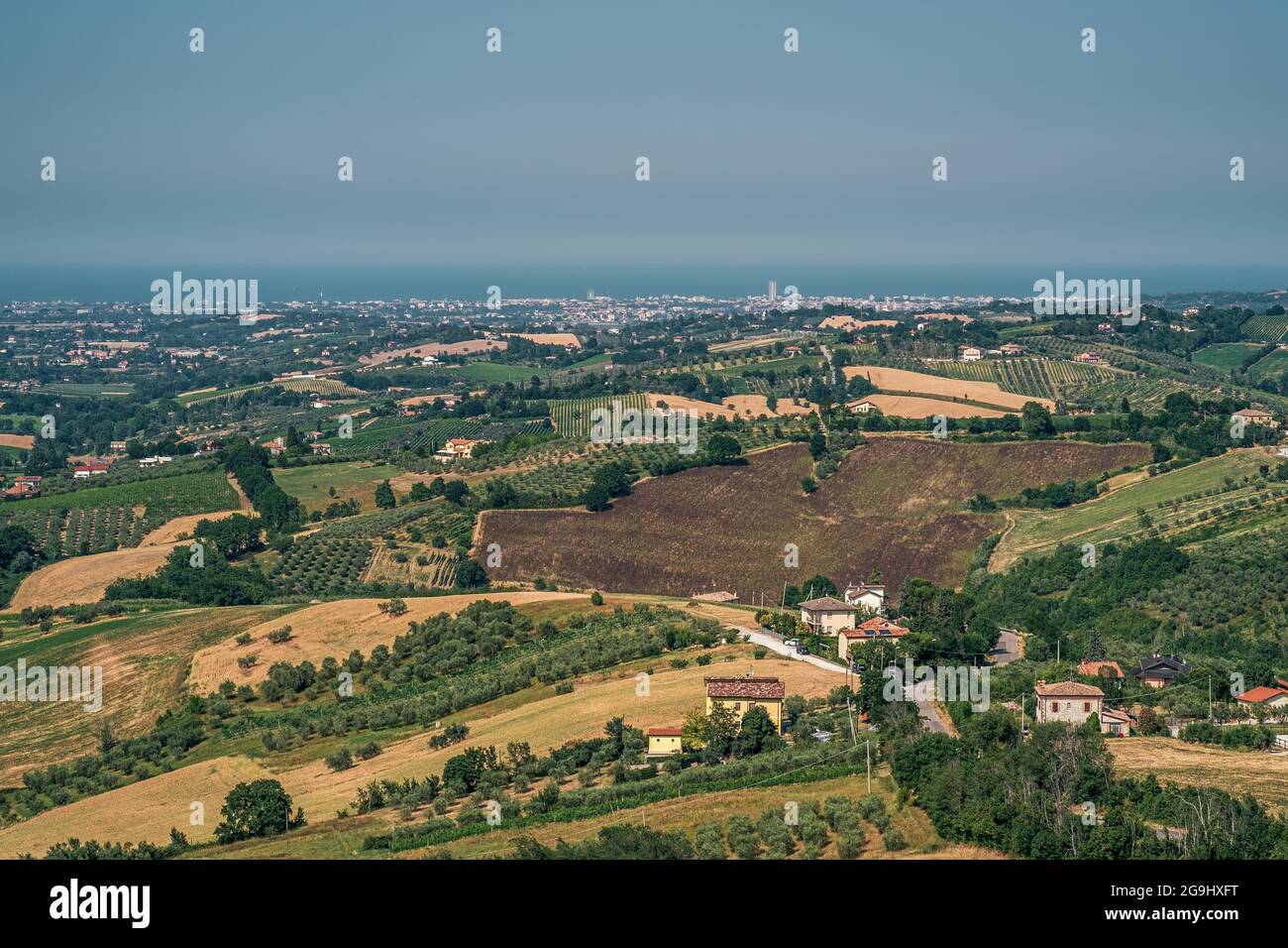 Cultivated land on the hills in Rimini province, Emilia and Romagna