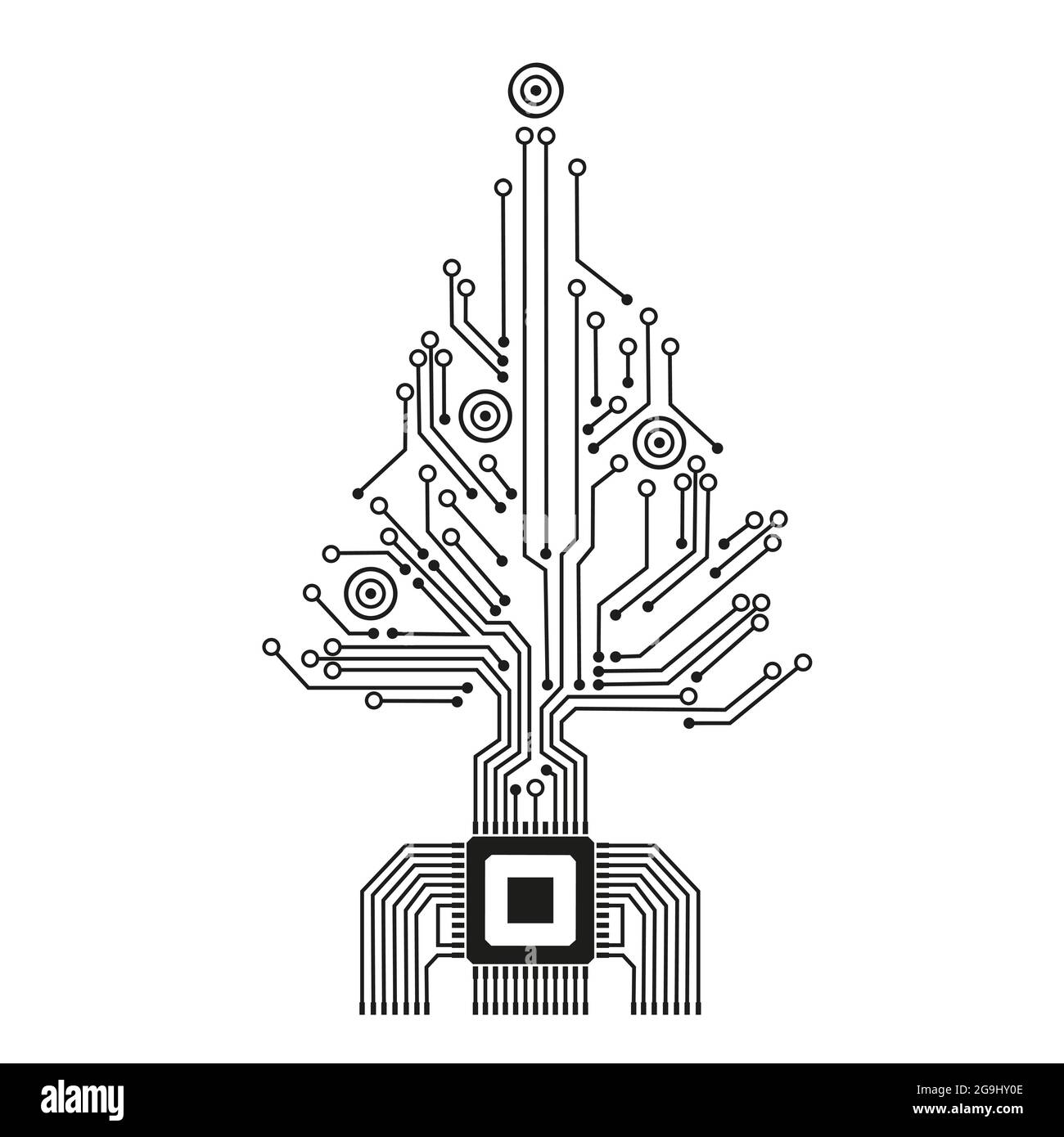 Christmas tree from digital electronic circuit. Abstract lighting  motherboard microchip. Vector illustration Stock Vector Image & Art - Alamy