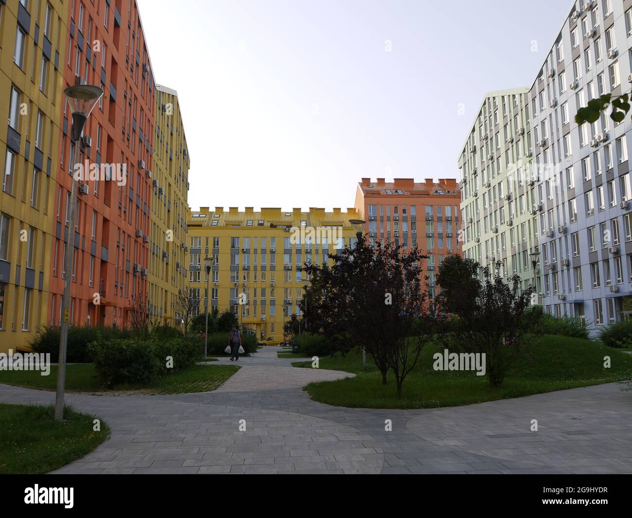 Colorful apartment buildings of a private residence in Kiev, Ukraine Stock Photo