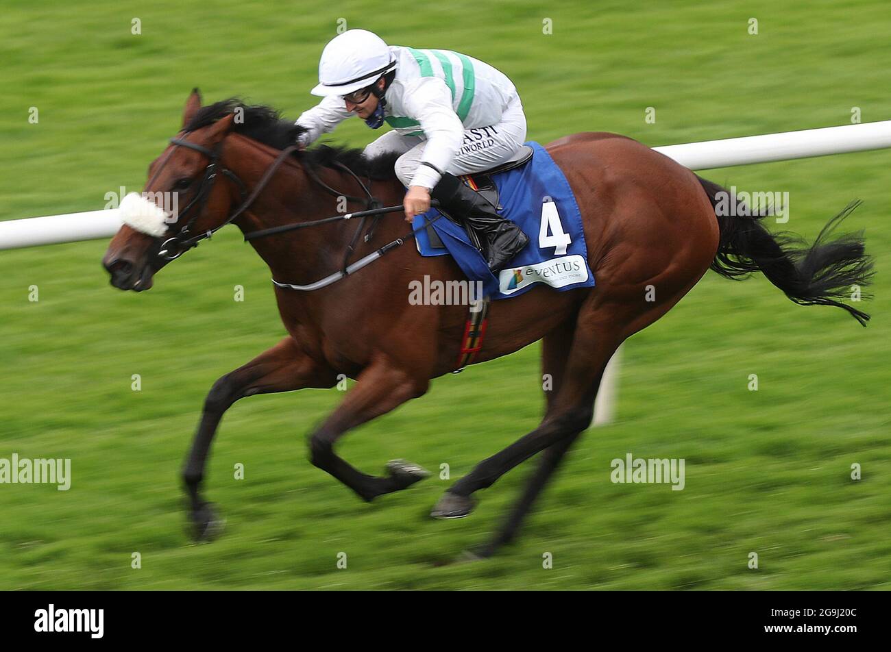 Citronnade and Shane Foley coming home to win the Eventus Handicap during the opening day of the Galway Races Summer Festival 2021 at Galway Racecourse. Picture date: Monday July 26, 2021. See PA story RACING Galway. Photo credit should read: Niall Carson/PA Wire. RESTRICTIONS: Use subject to restrictions. Editorial use only, no commercial use without prior consent from rights holder. Stock Photo