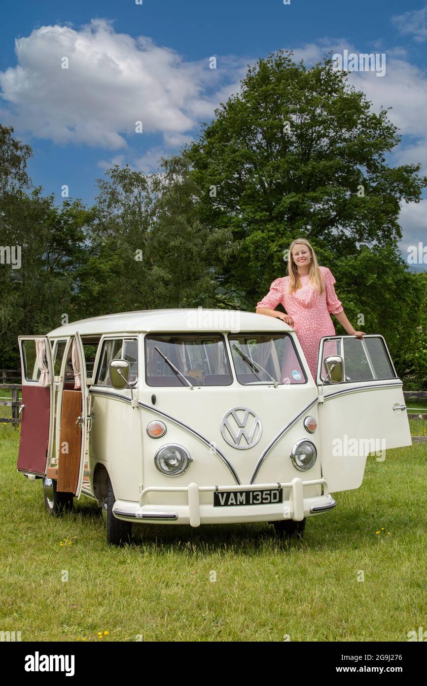 Family at Woodfire Camping near Petworth in West Sussex with a 1966