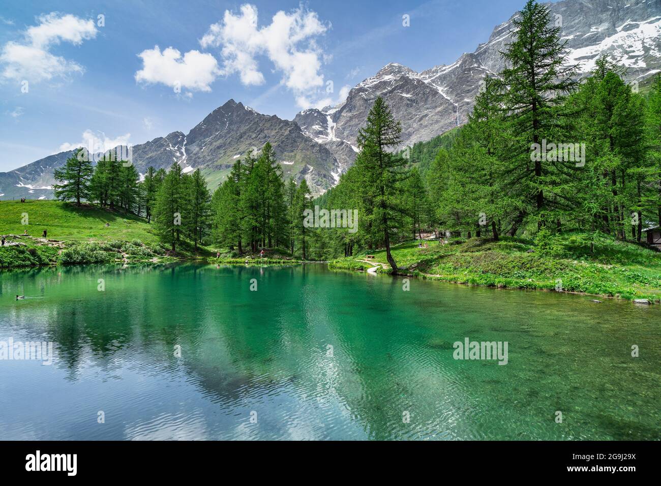 The Scenic Blue Lake Lago Blu Surrounded By A Beautiful Alpine The Scenic Blue Lake Lago Blu Surrounded By A Beautiful Alpine
