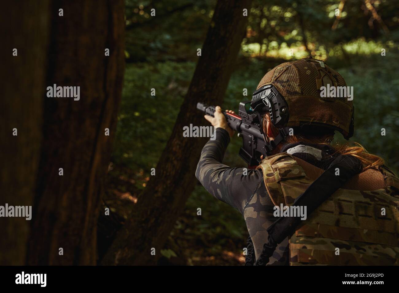 Camouflaged Military Sniper Waits Silently Thick Forest Terrain Rendering  Stock Photo by ©digitalstorm 380736146