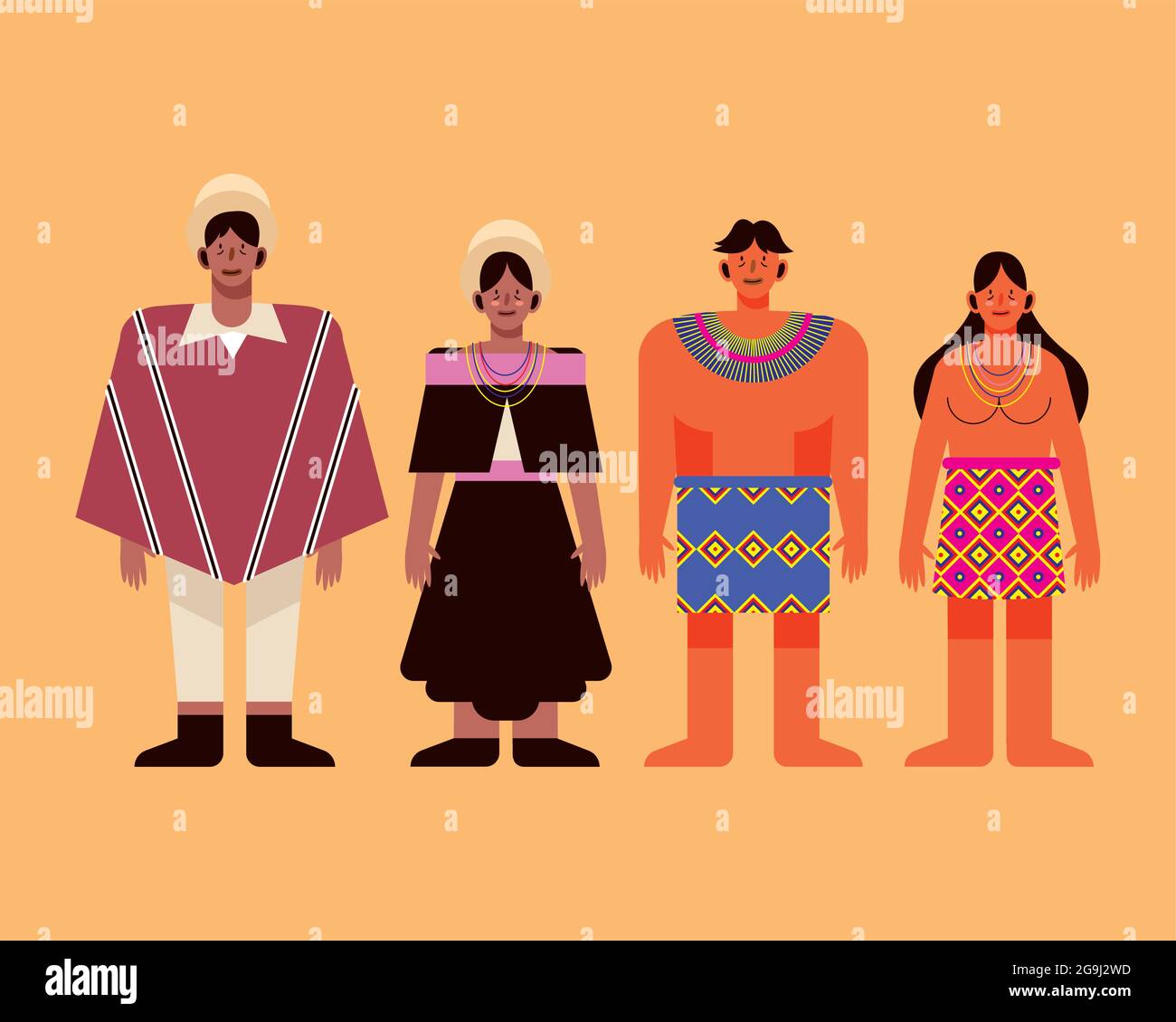 indigenous people with traditional cloth icon set Stock Vector Image ...