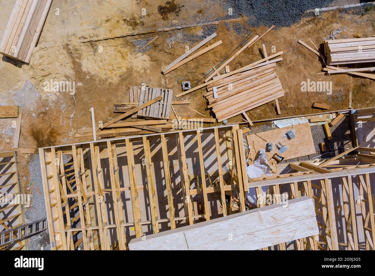 Stacked wooden building materials a stack of boards wood frame and beam