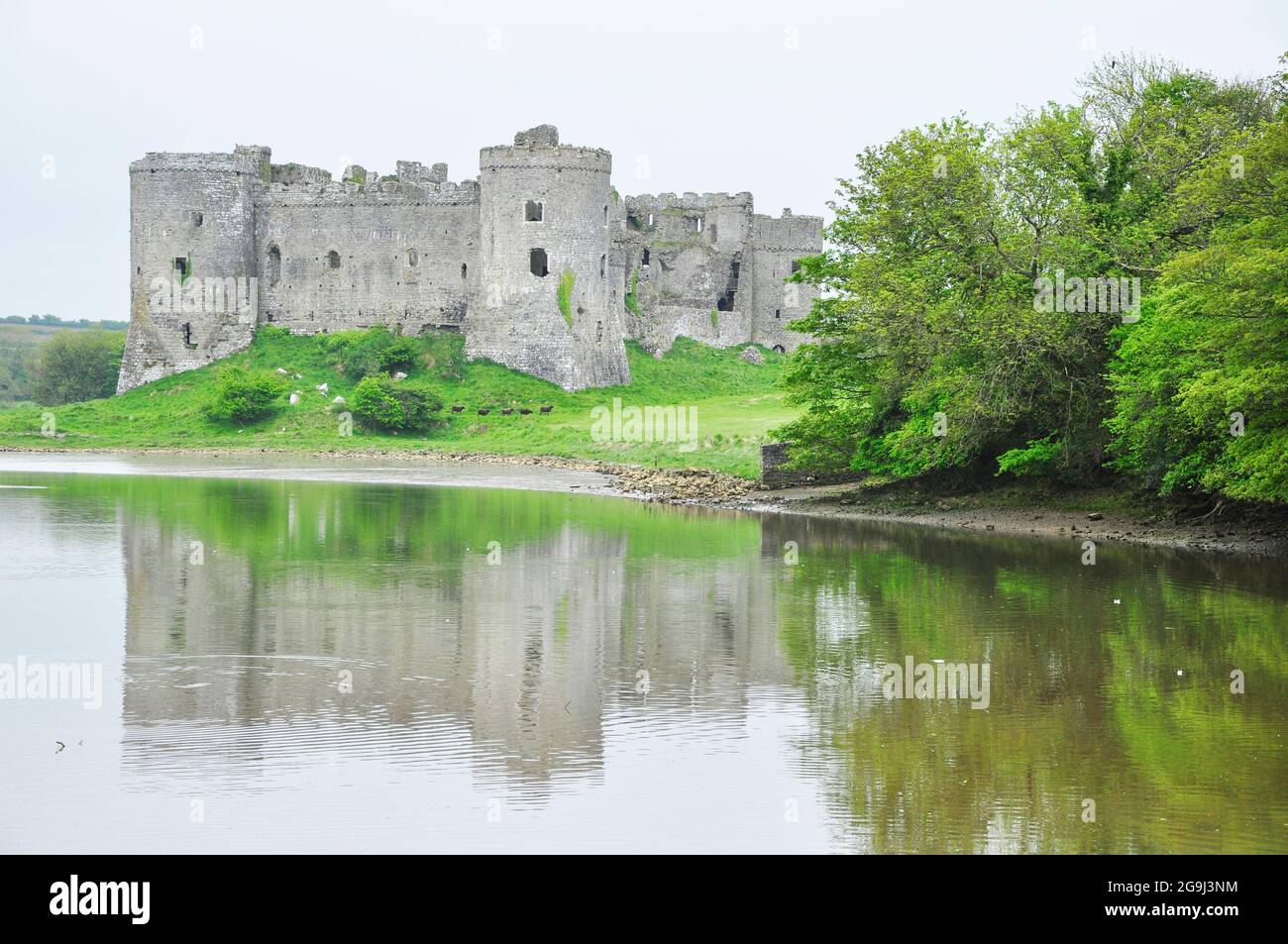 Carew castle was first built by the normans,on the site of an iron age fort, enlarged in medieval times and further added to by the tudors .Built of l Stock Photo