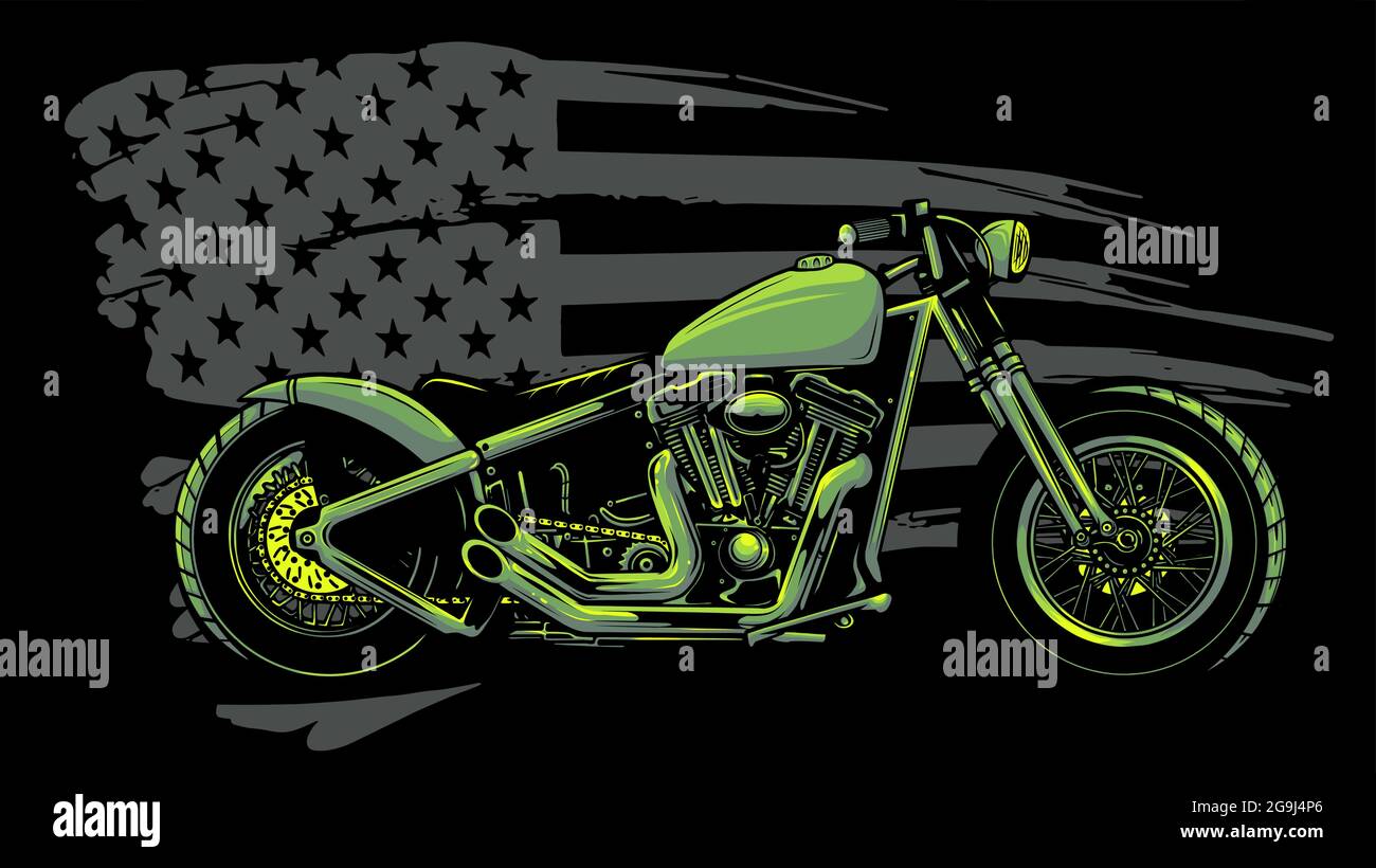 chopper motorcycle with american flag vector illustration Stock Vector ...