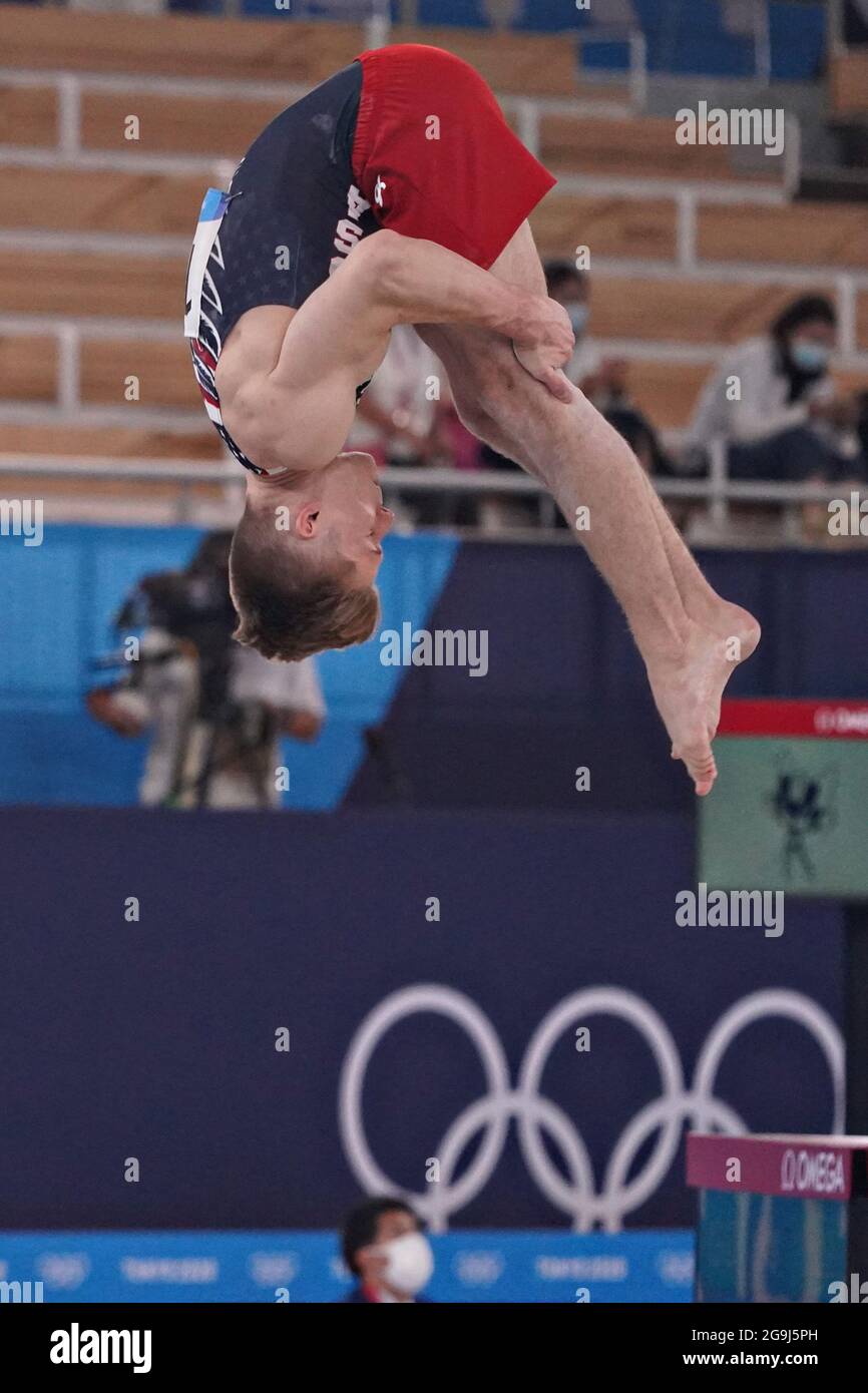 Tokyo Japan 26th July 21 United States Gymnast Shane Wiskus Performs In The Floor Exercises During The Men S Team Final At Ariake Gymnastics Centre At The Tokyo Olympic Games In Tokyo Japan