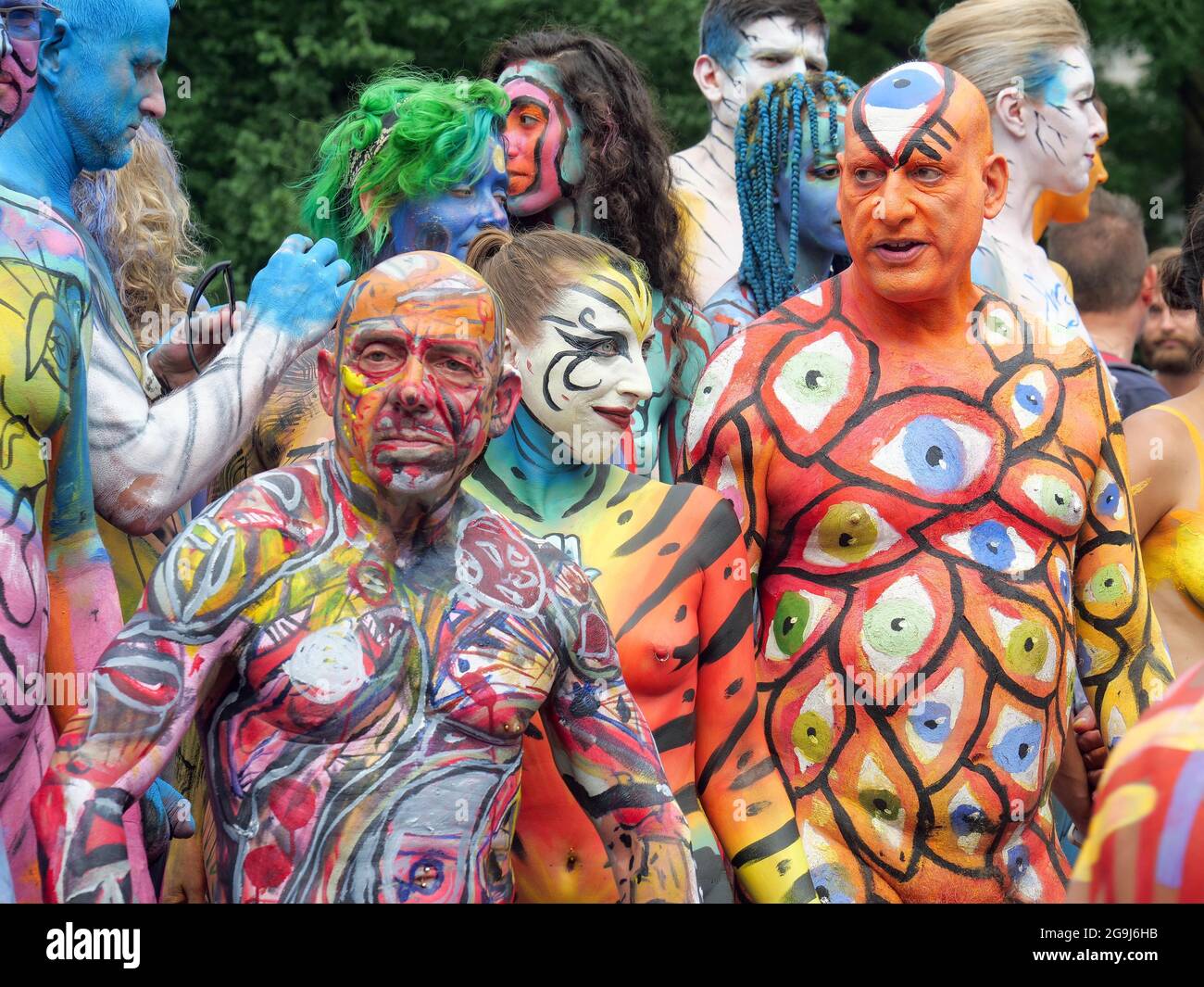 New York, New York, USA. 25th July, 2021. NYC Bodypainting Day in Union  Square presented by Human Connection Arts. Supporting artistic freedom,  acceptance and freedom the annual event was founded by artist
