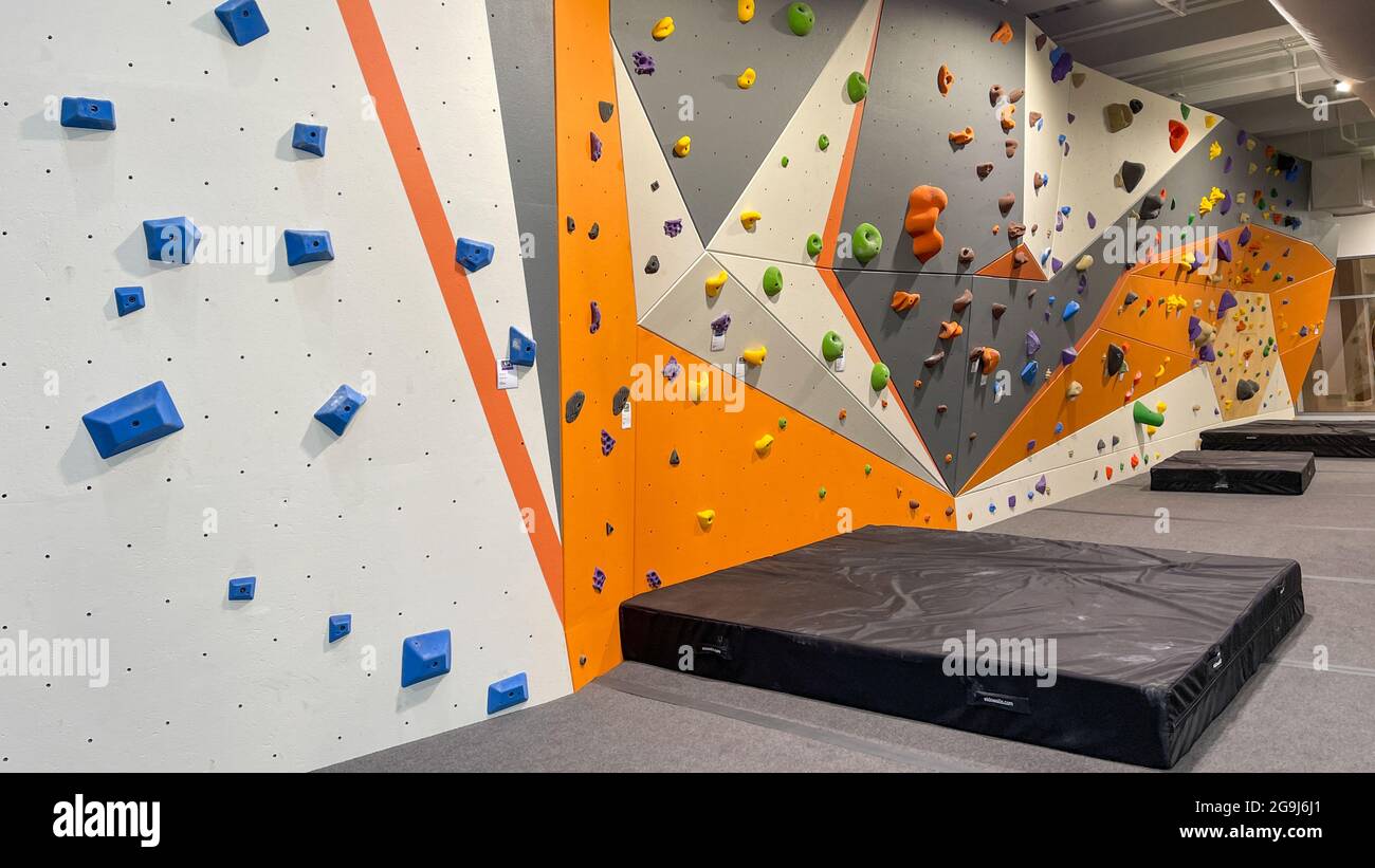 Orlando, FL USA July 15, 2021 The rock climbing wall at the Lake