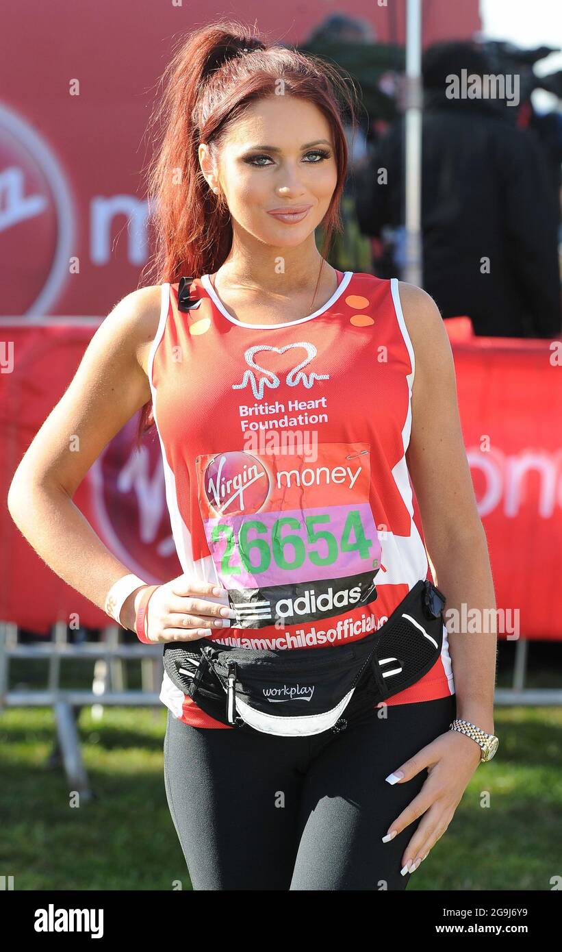 London, UK. Amy Childs at Virgin London Marathon 2013 - Celebrities ...