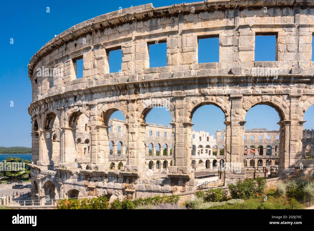 Croatia, Istria, Pula, Remains of roman amphitheater Stock Photo
