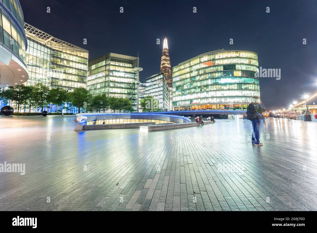 UK, London, Modern office buildings at night Stock Photo