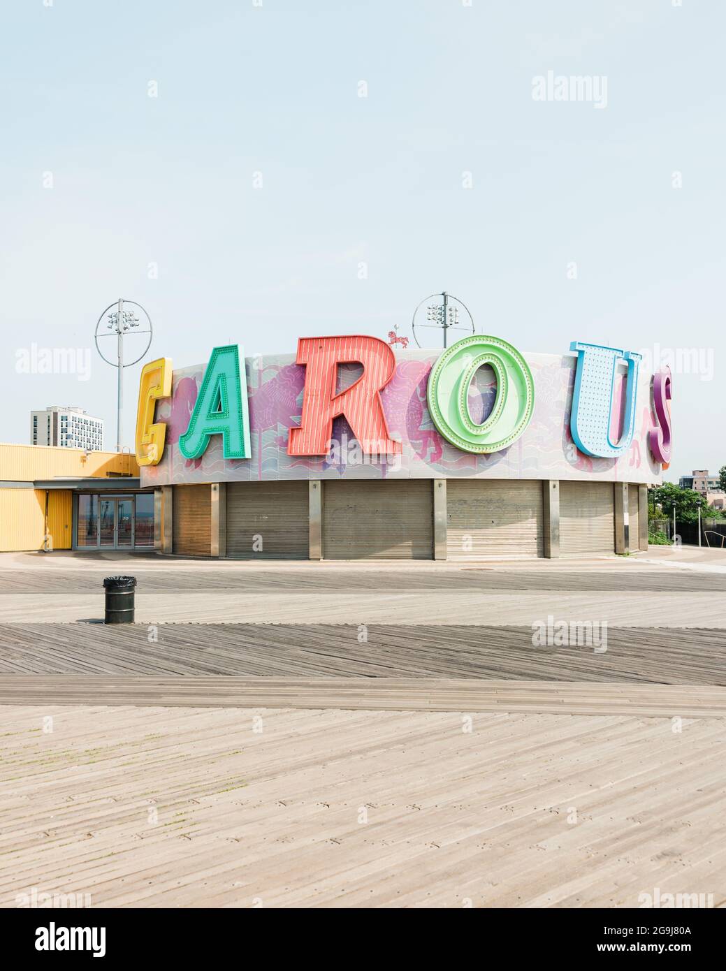 Carousel sign on boardwalk hi-res stock photography and images - Alamy