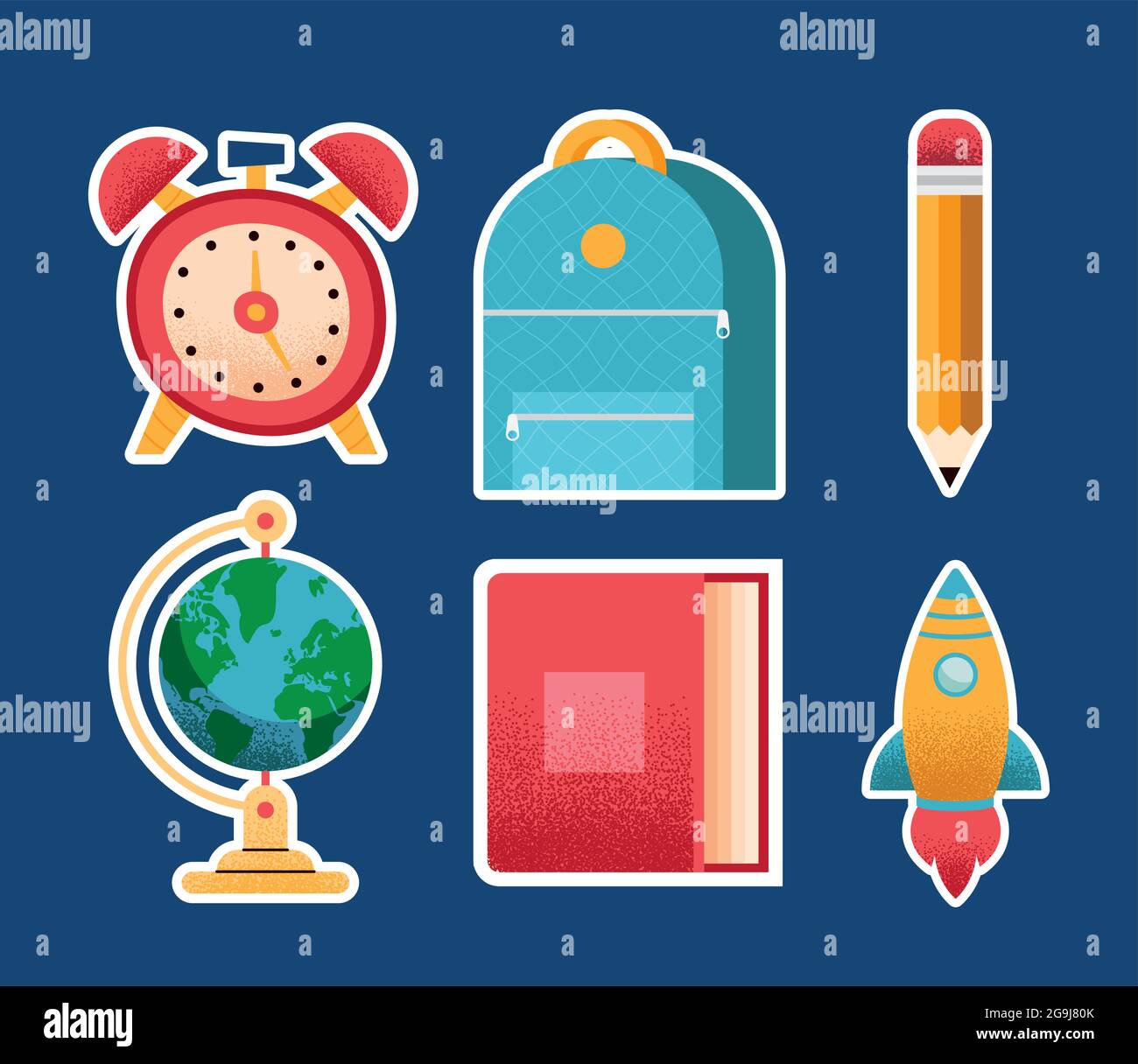 six school supplies set icons Stock Vector Image & Art - Alamy