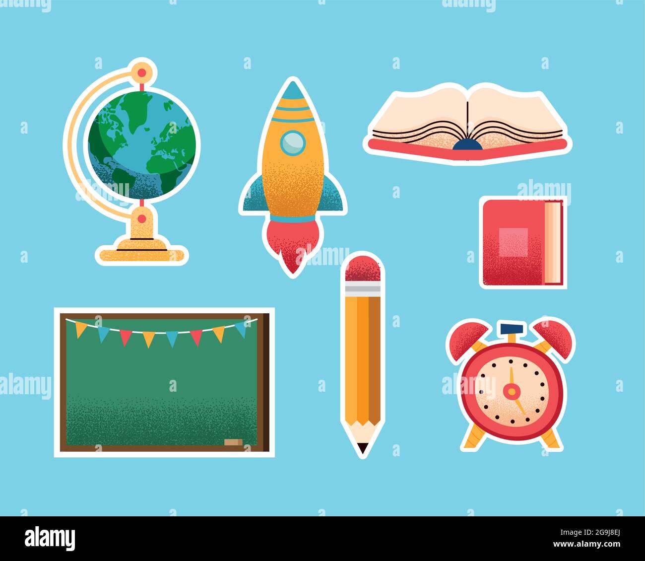 seven school supplies set icons Stock Vector Image & Art - Alamy