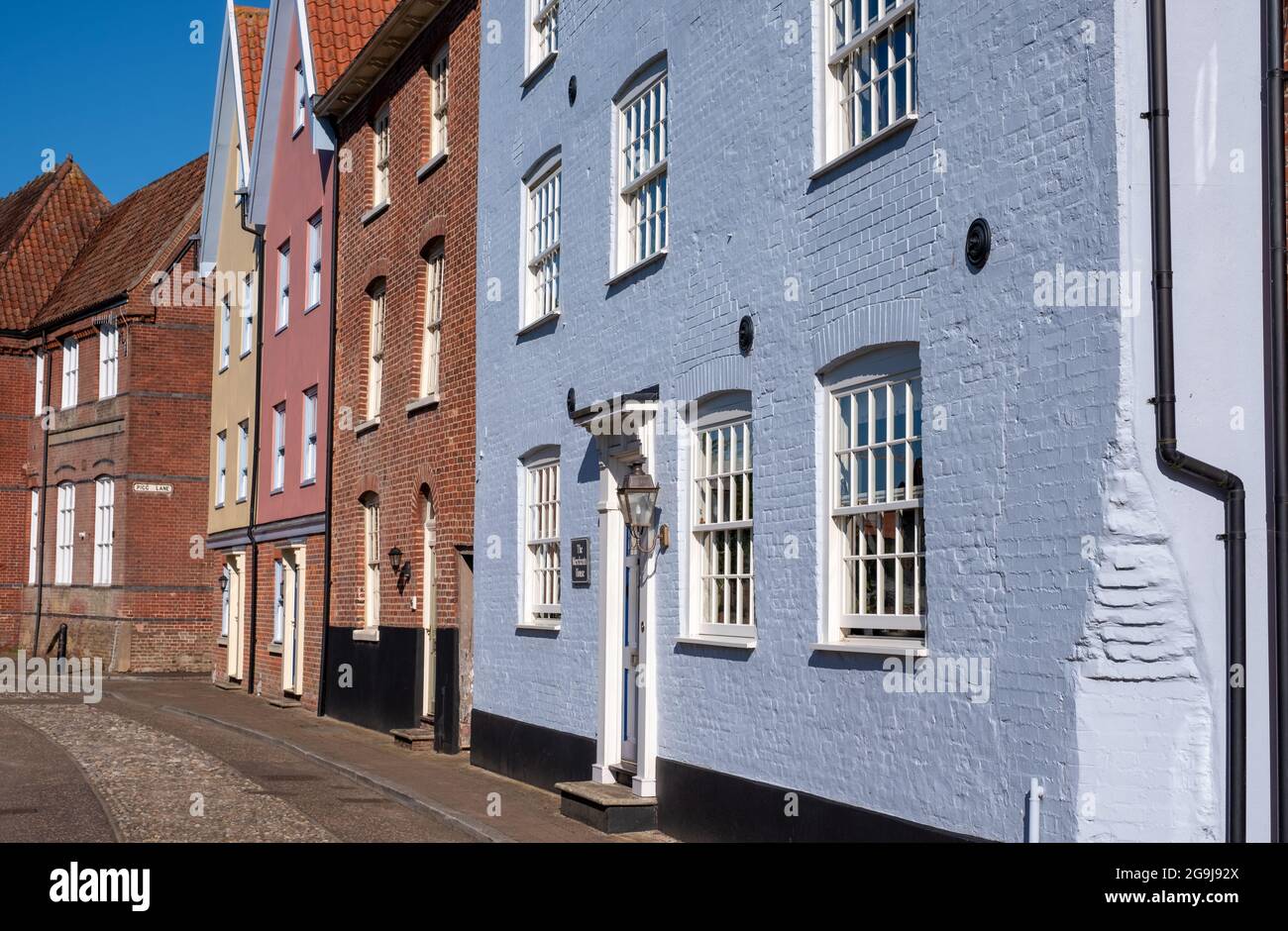 Colourful historic characterful houses on Quayside facing the River
