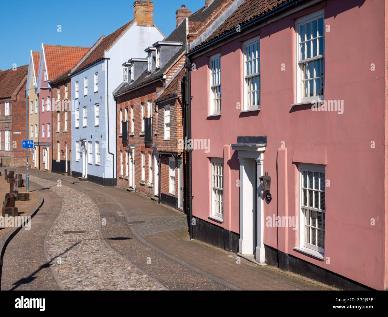 Colourful historic characterful houses on Quayside facing the River Wensum in Norwich city centre, Norfolk UK. Stock Photo