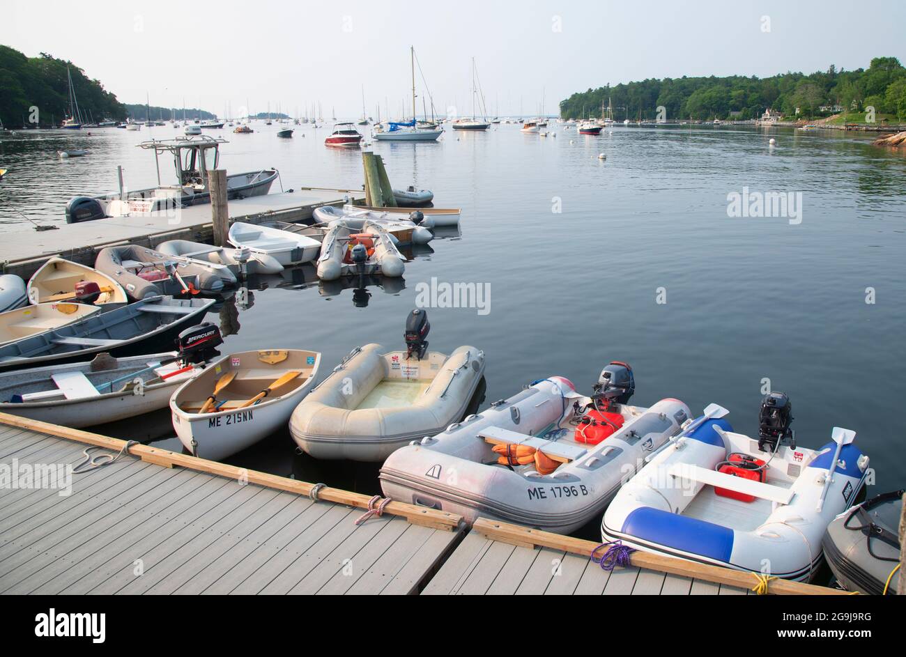 The dingy dock and harbor of Rockport,  Maine, USA Stock Photo