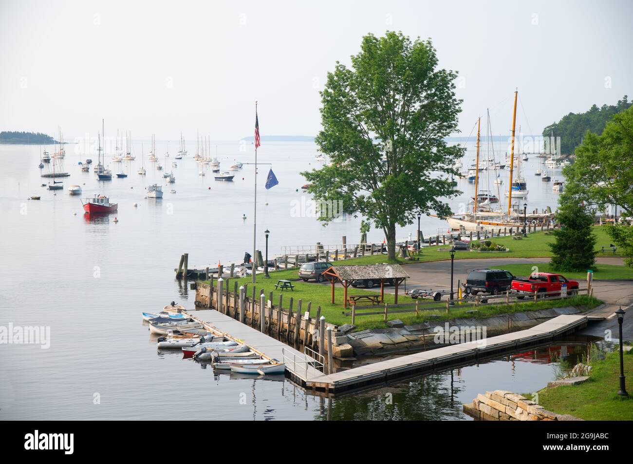 An overview of Rockport Harbor, Rockport,  Maine, USA Stock Photo