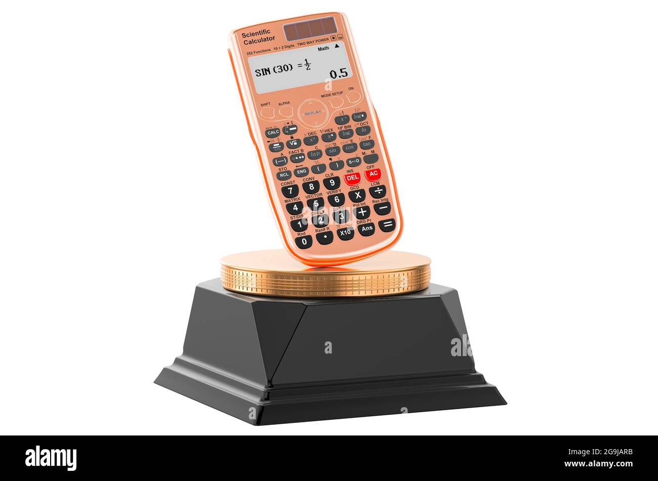 Scientific calculator golden award concept. 3D rendering isolated on ...
