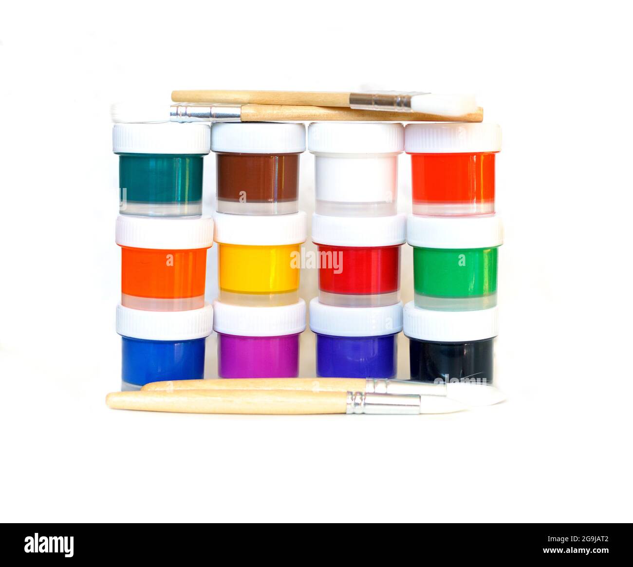 paints and brushes  isolated on white background Stock Photo