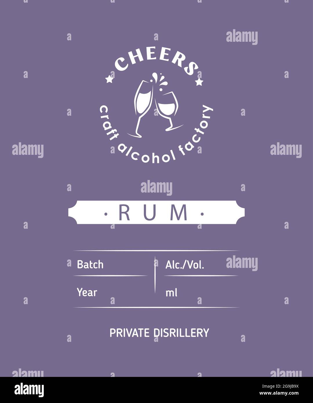 rum label design with ethnic elements in thin line style. Alcohol industry emblem, distilling business. Monochrome, black on white. Place for text Stock Vector