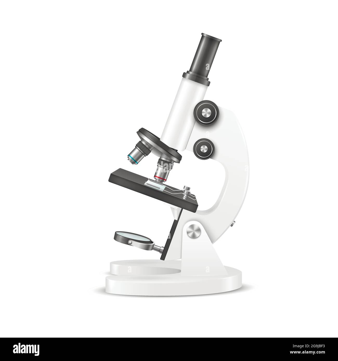 Vector 3d Realistic White Laboratory, School Microscope Isolated ...