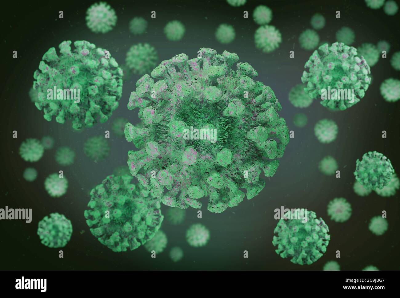 ?oronavirus COVID-19 3D visualization, virus SARS-CoV-2 conept Stock Photo