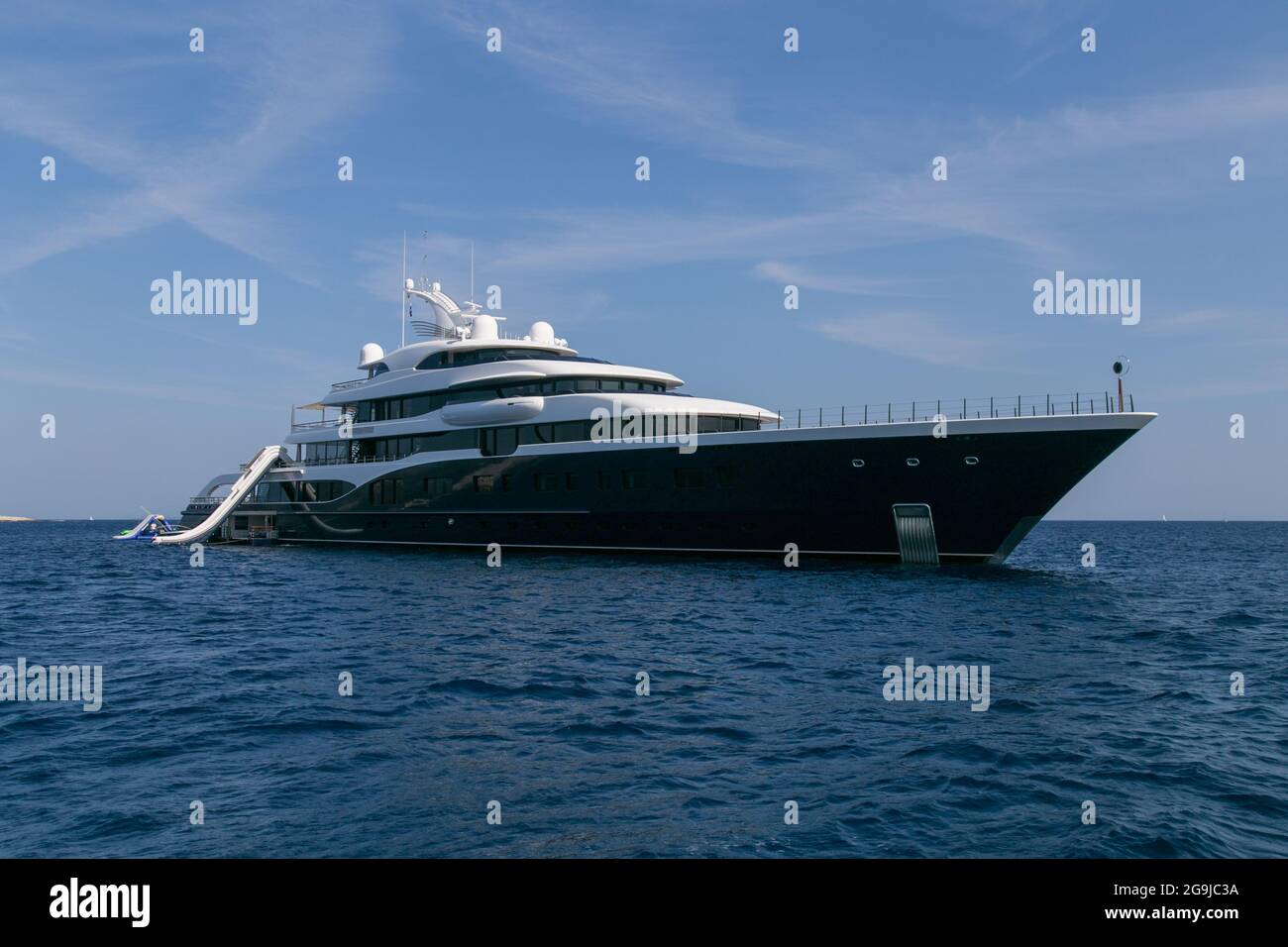 Bernard Arnault’s luxury yacht Symphony moored by Pakleni Otoci islands on Adriatic sea in Croatia in July 2021 Stock Photo