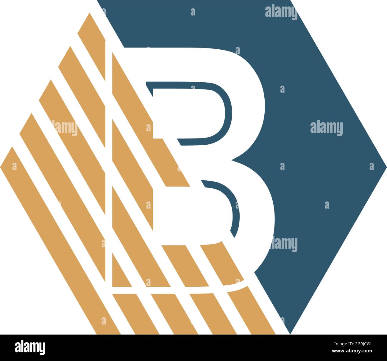Letter B behind the hexagon with strip design vector Stock Vector
