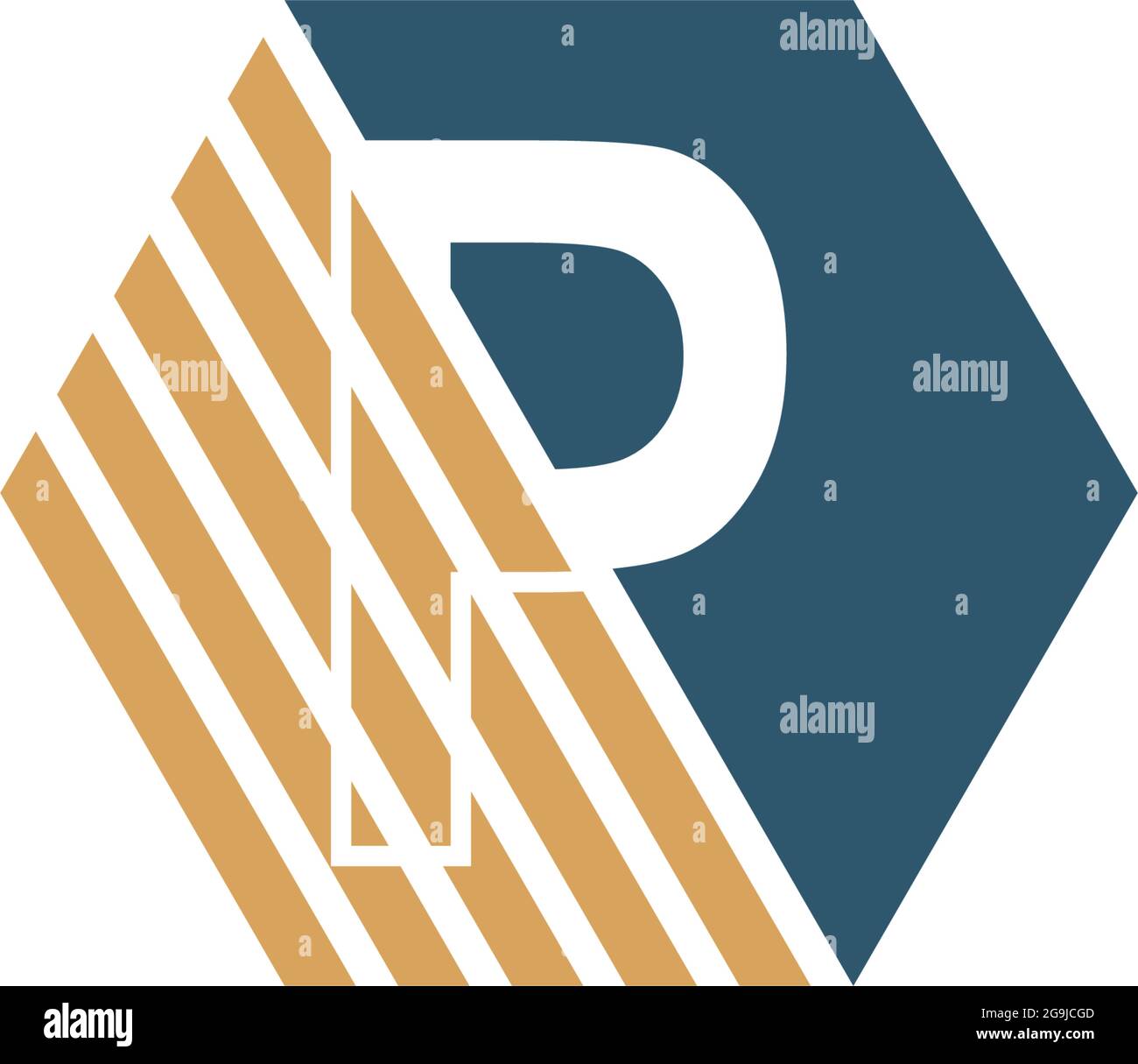 Letter P behind the hexagon with strip design vector Stock Vector