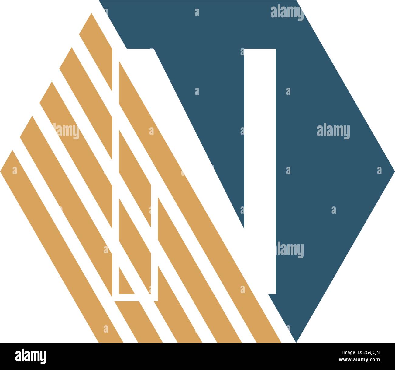 Letter N behind the hexagon with strip design vector Stock Vector