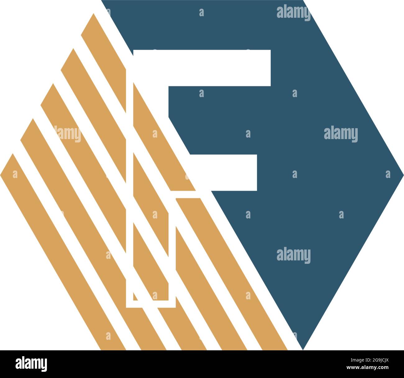 Letter F behind the hexagon with strip design vector Stock Vector Image ...