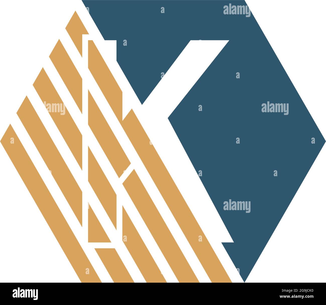 Letter K behind the hexagon with strip design vector Stock Vector